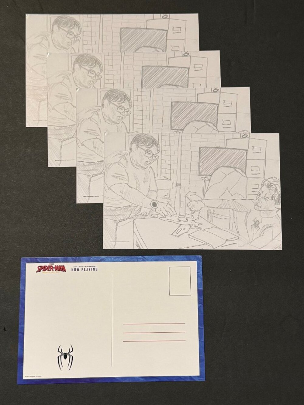 4x Spider-Man Brand New Day Postcard Pencil Sketch Movie Merchandise